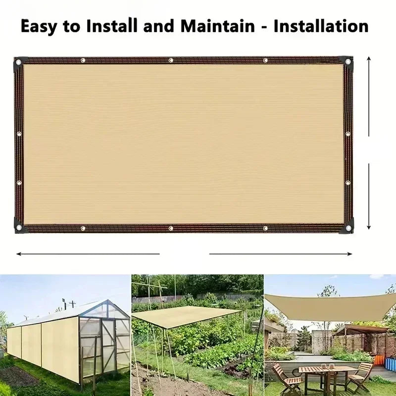 Toile d'Ombrage HDPE Beige 85-90% - Protection UV Jardin Pergola Terrasse - Tailles Multiples