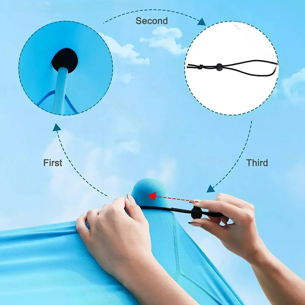 Tente de Plage Familiale 3x3m - Auvent Pliable Pare-Soleil, Coupe-Vent, Polyester, Grande Capacité - Camping Plage