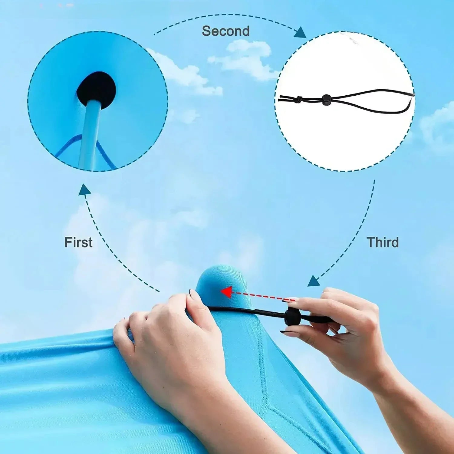 Tente de Plage Familiale 3x3m - Auvent Pliable Pare-Soleil, Coupe-Vent, Polyester, Grande Capacité - Camping Plage