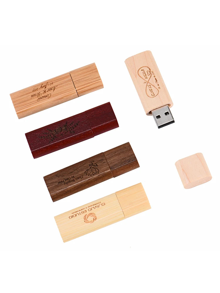 Clé USB en Bois Personnalisée – Logo Gratuit | 4 à 128 Go | Coffret Cadeau