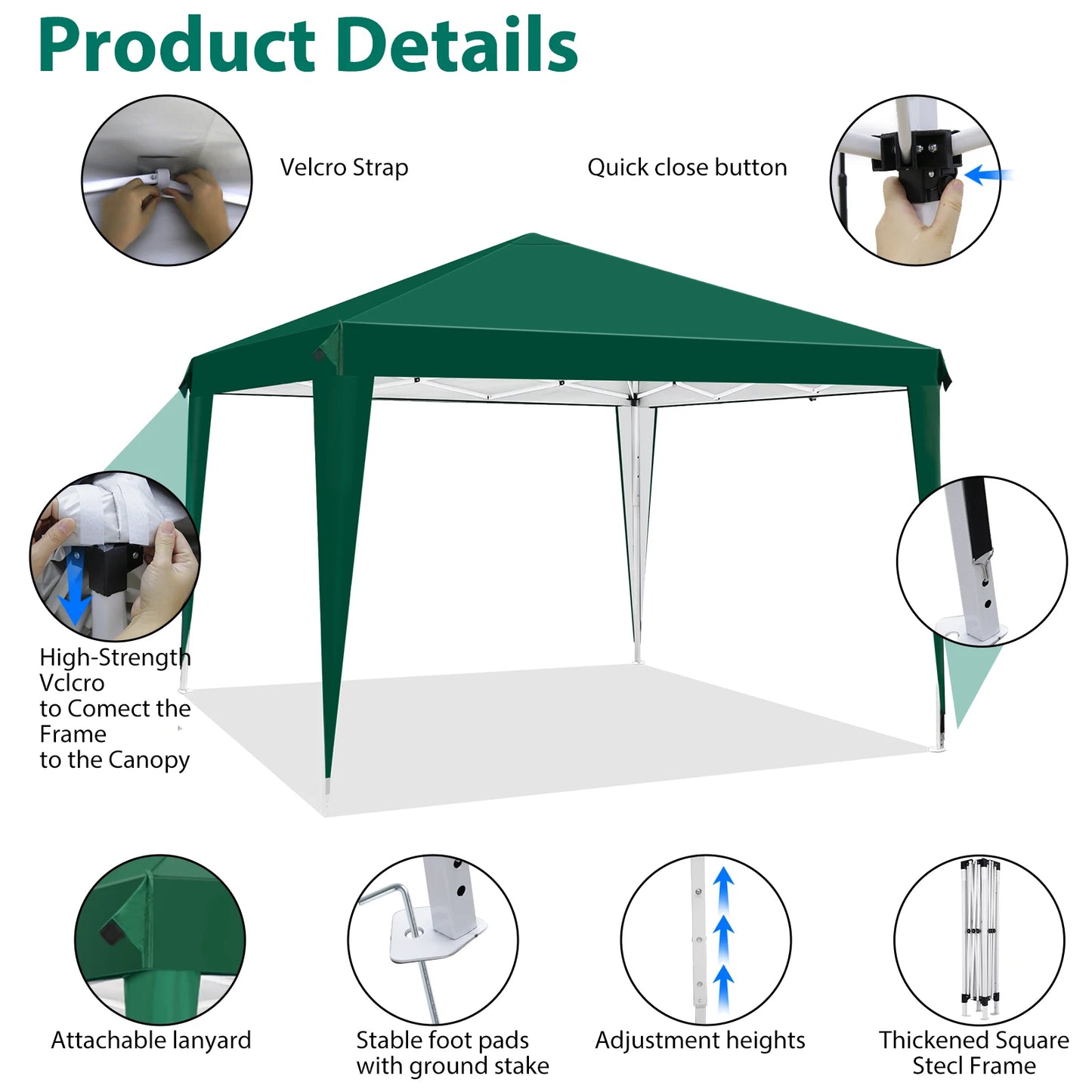 Kiosque Pliant Pop-Up 3x3 m – Toile Oxford 420D UPF 50+, Imperméable, Sac de Transport Inclus