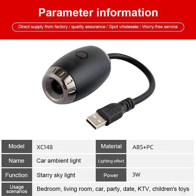 Projecteur d'Étoiles USB LED - Lumière d'Ambiance Galaxie pour Voiture et Intérieur