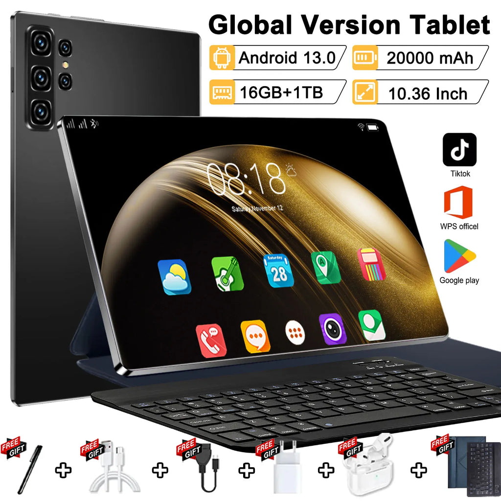 Tablette S11 Ultra Android 13 - 10.36" 16GB RAM 1TB ROM, 14 Cœurs, 20000mAh, WiFi