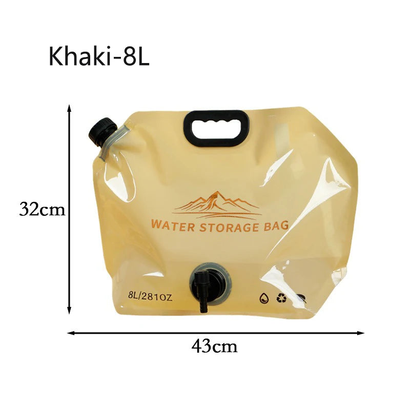 Sac de Stockage d'Eau Pliable avec Robinet – Camping & Randonnée (3L / 5L / 8L)