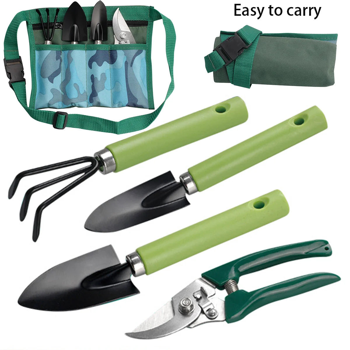 Kit d'Outils de Jardinage 4 Pièces – Pelles, Râteau, Cisaille + Sac de Rangement