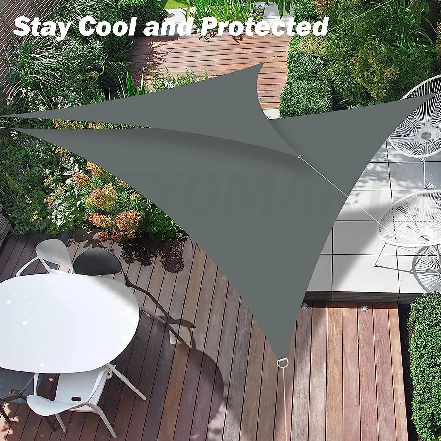 Voile d'Ombrage Triangulaire Imperméable Oxford – Anti-UV 98% | Terrasse, Jardin, Pergola