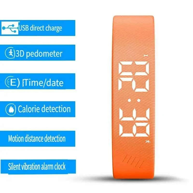 Bracelet Connecté LED – Podomètre, Suivi Sommeil, Alarme Vibrante, Waterproof