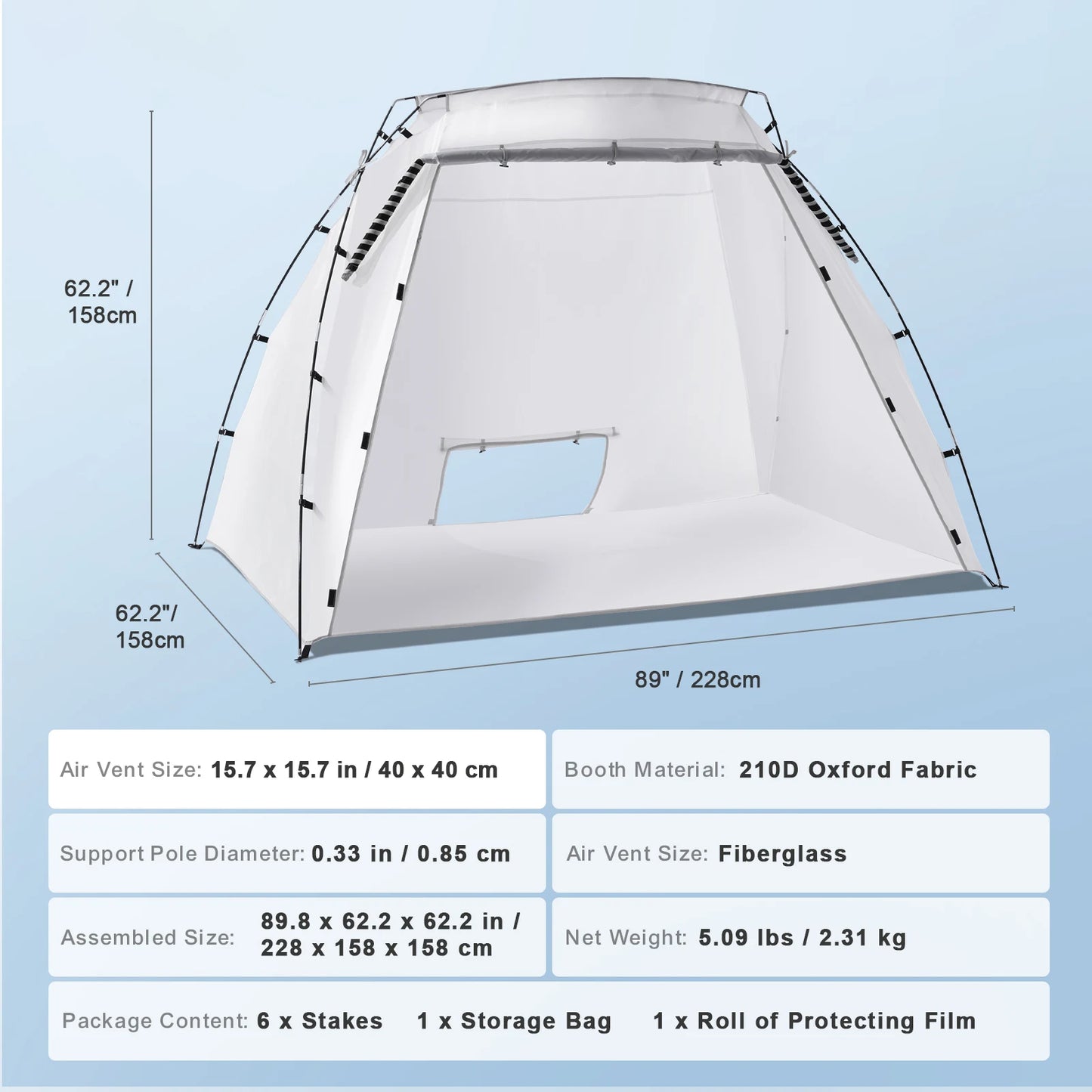 Cabine de Peinture Portable SucceBuy – Tente Pliable Oxford 210D, 2 Tailles, Film Protecteur Inclus