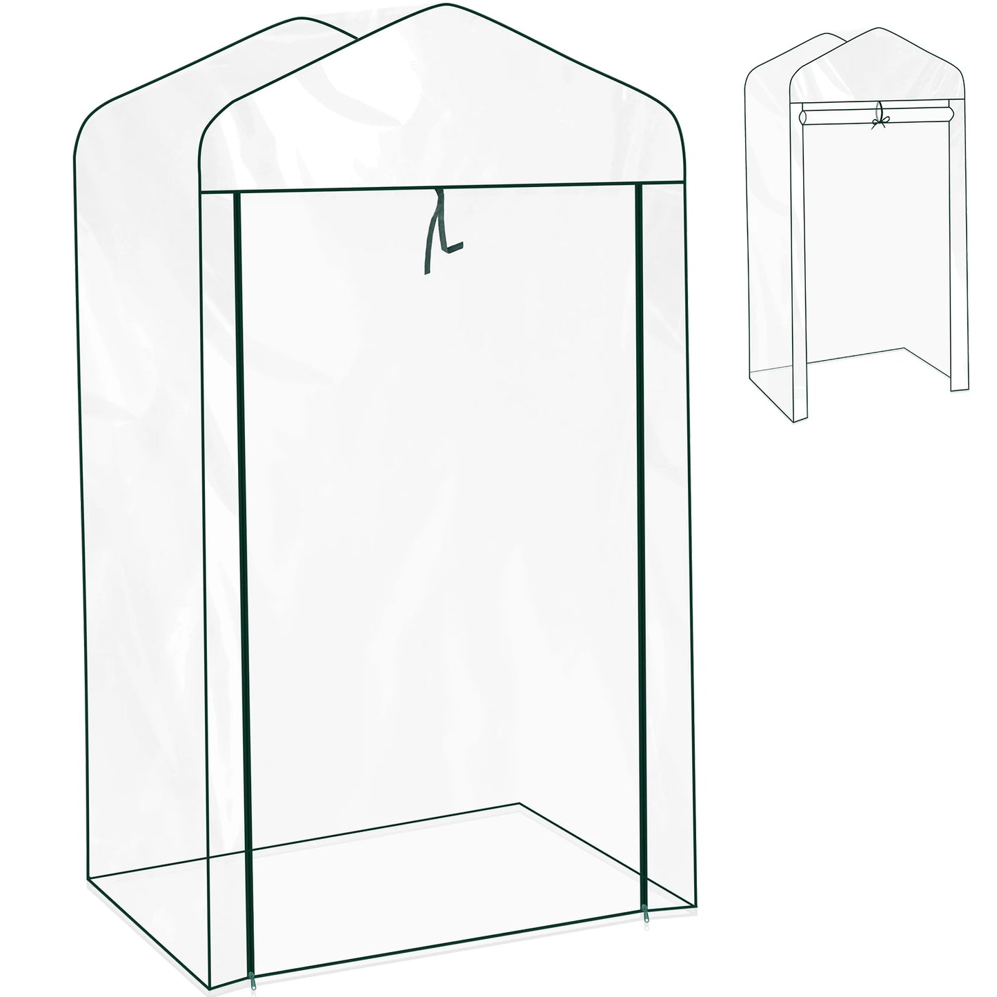 Housse de Serre de Jardin Transparente PVC – Imperméable, Anti-UV, Double Fermeture Éclair | 2 Tailles