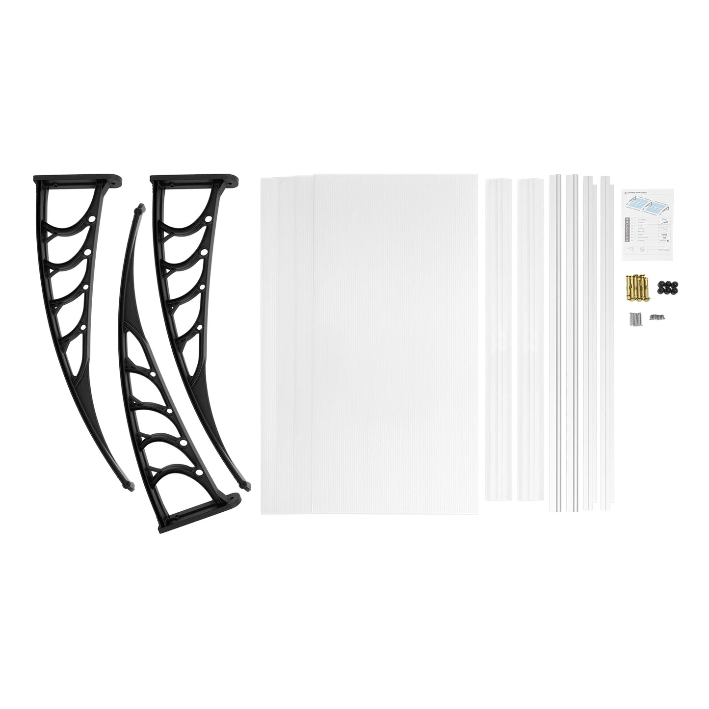Auvent de Porte Transparent 200x90 cm – Abri Pluie Anti-UV, Polycarbonate, Sans Console Visible