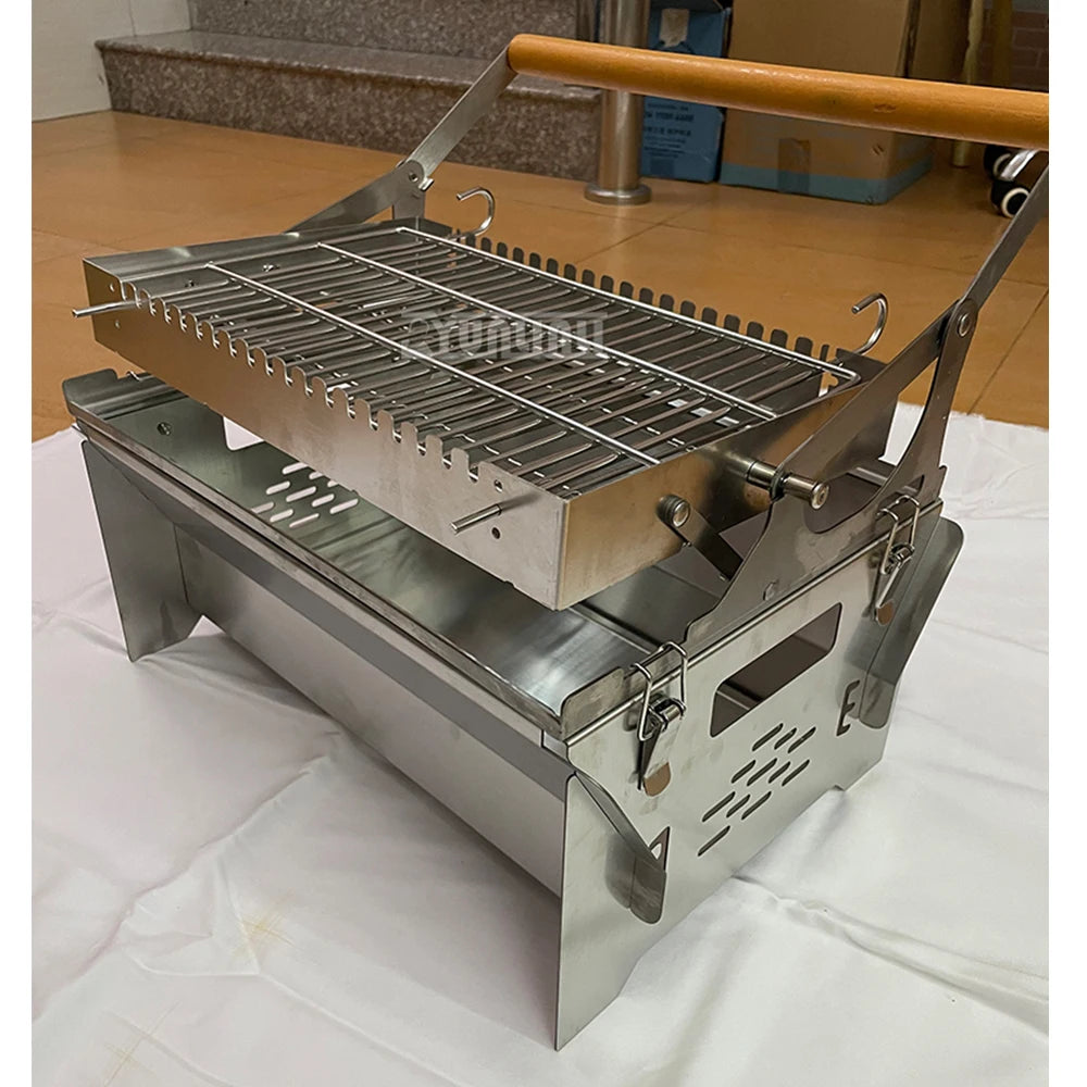Barbecue à Charbon Rotatif avec Grille Retournable – Démontable | Jardin & Terrasse