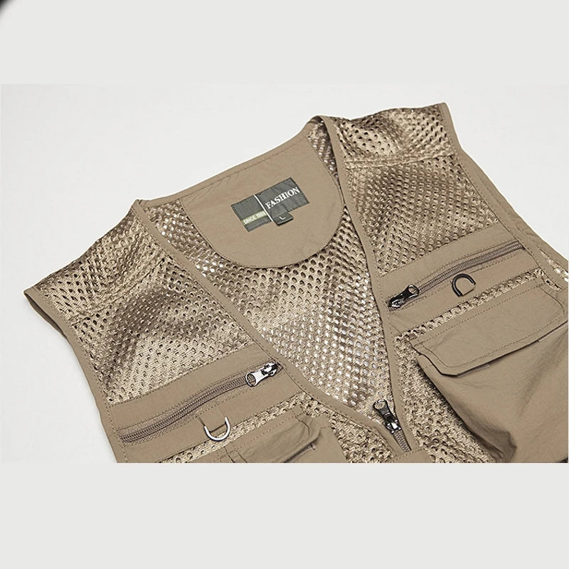 Gilet de Pêche Multi-Poches Respirant - Veste Mesh Séchage Rapide Randonnée Photo