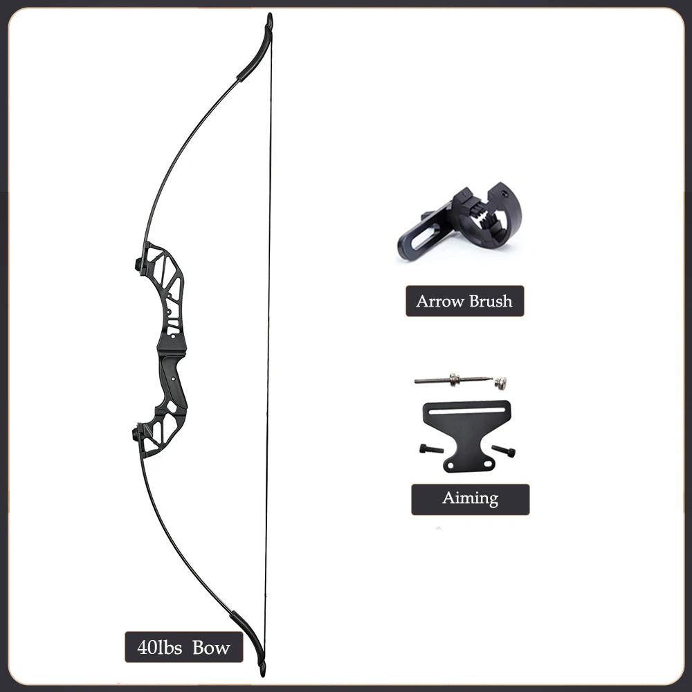 Arc Recurve Tir à l'Arc 20-50lbs Démontable avec Flèches Carbone Carquois Cible Entraînement