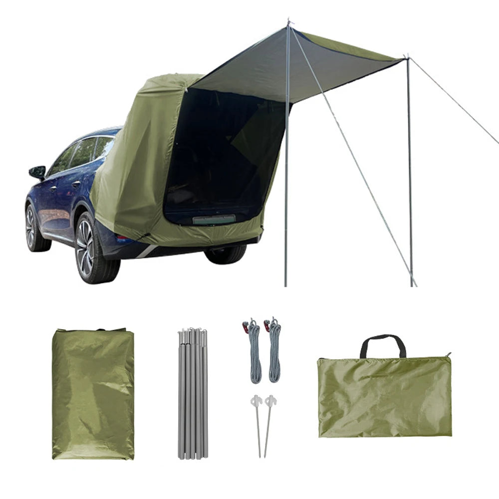Tente Arrière Voiture Camping - Extension Hayon Imperméable 2.4x2x1.2m - APPRO-DISTRI