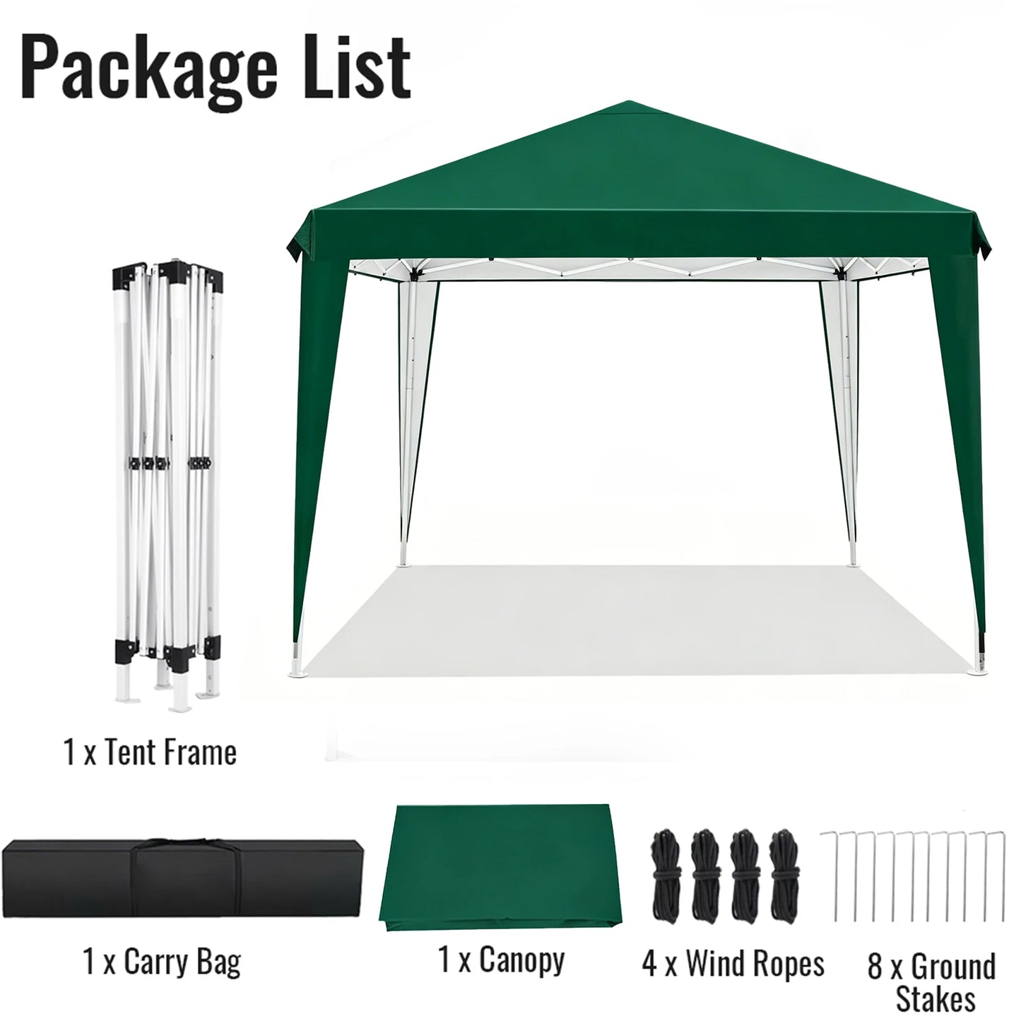 Kiosque Pliant Pop-Up 3x3 m – Toile Oxford 420D UPF 50+, Imperméable, Sac de Transport Inclus