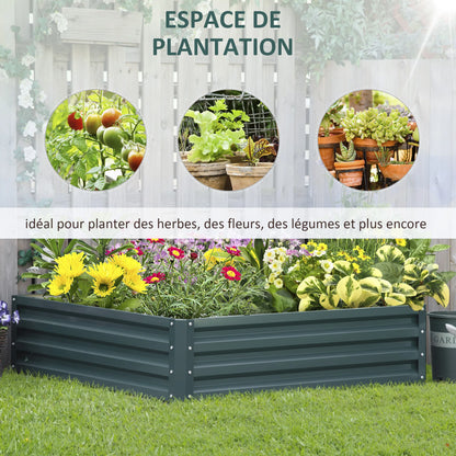 Carré Potager Outsunny 120x120x30 cm – Acier Galvanisé Vert Foncé, Jardinière Surelévée
