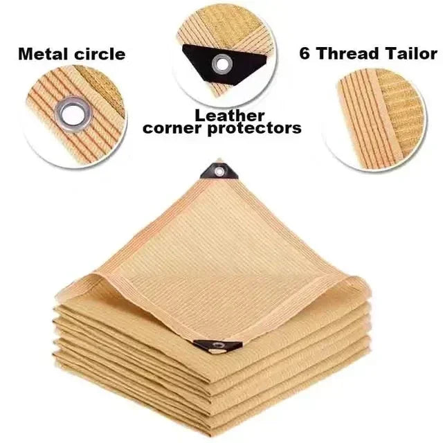 Toile d'Ombrage HDPE Beige 85-90% - Protection UV Jardin Pergola Terrasse - Tailles Multiples