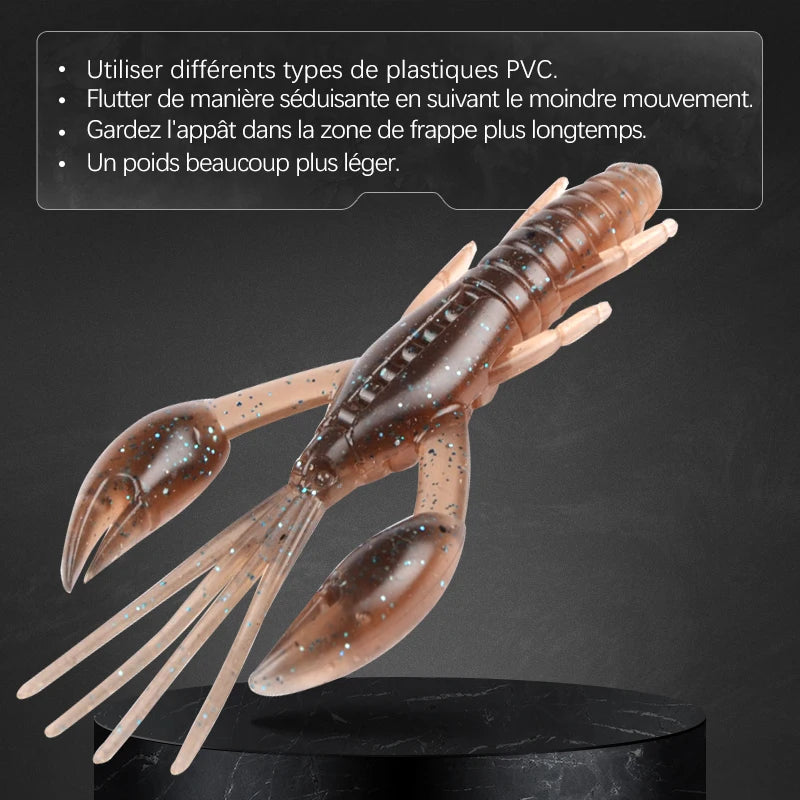 Leurres Écrevisse DoliveCraw 50mm/65mm/80mm - Lot 5 Leurres Souples Silicone Bar Brochet