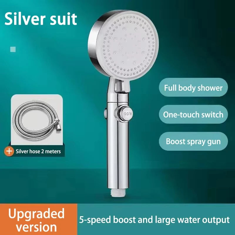 Pommeau de Douche Haute Pression 5 Modes – Économie d'eau, Réglable, Inox & ABS