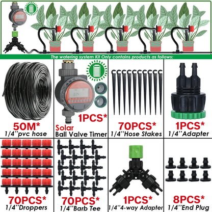 Kit Irrigation Goutte-à-Goutte KESLA – Tuyau 4/7mm, Programmateur & Capteur Pluie (5M à 50M)