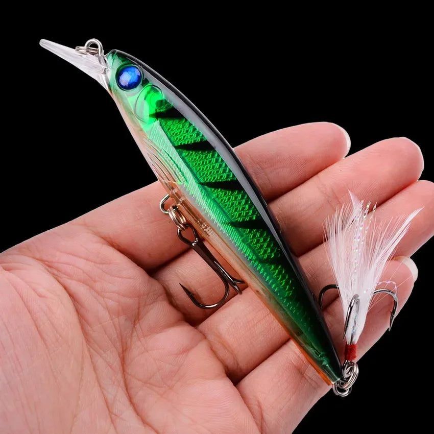 Leurre Pêche Minnow Laser 11cm 13g Poisson Nageur Crankbait Carnassier Brochet Perche Wobbler