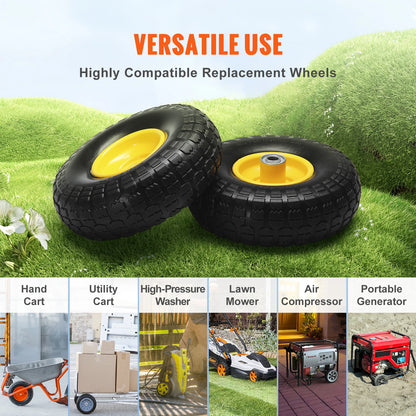 Roues PU Solides 10" Sans Crevaison – Lot de 2 | Charge 180 ou 400 lbs