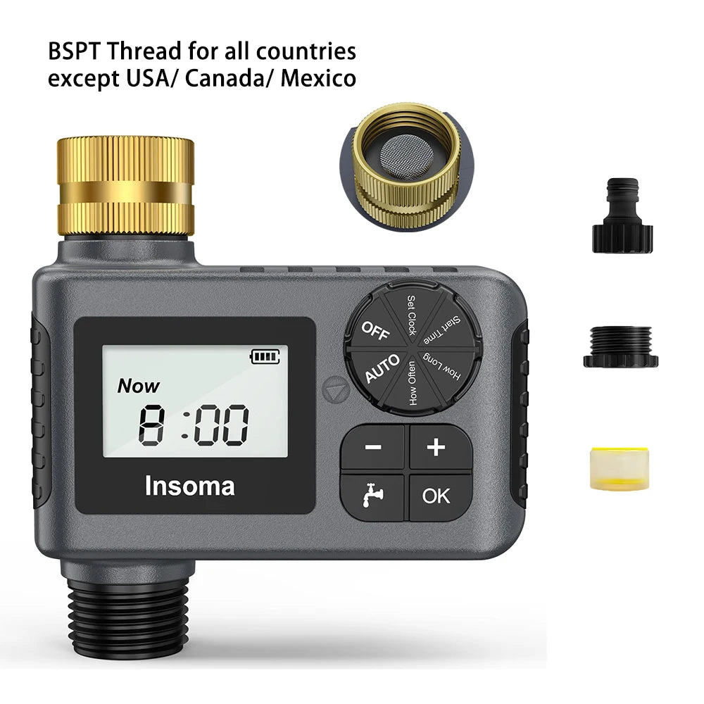 Programmateur d'Arrosage Automatique INSOMA - Minuteur Intelligent LCD Écran pour Jardin et Pelouse