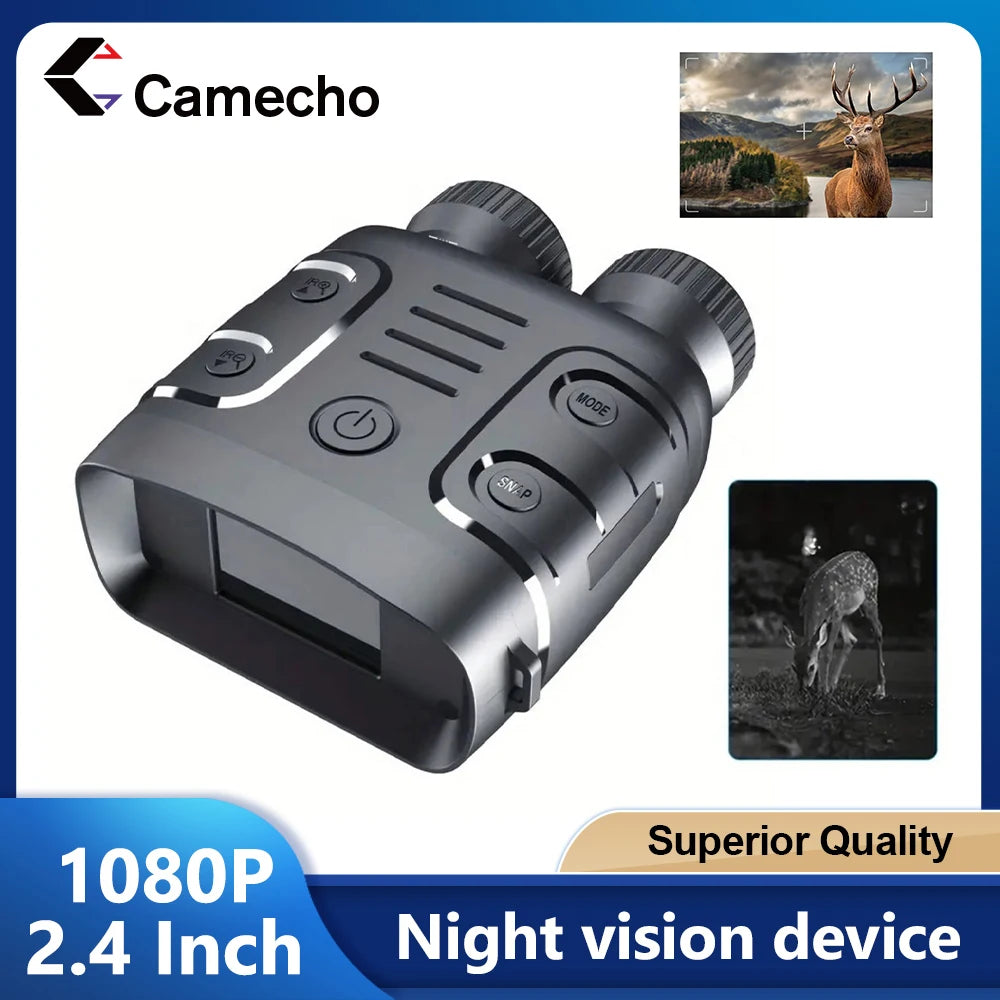 Jumelles Vision Nocturne Infrarouge 1080P - Zoom 5X, Photo/Vidéo, Portée 300m, Écran 2.4" - Chasse Observation