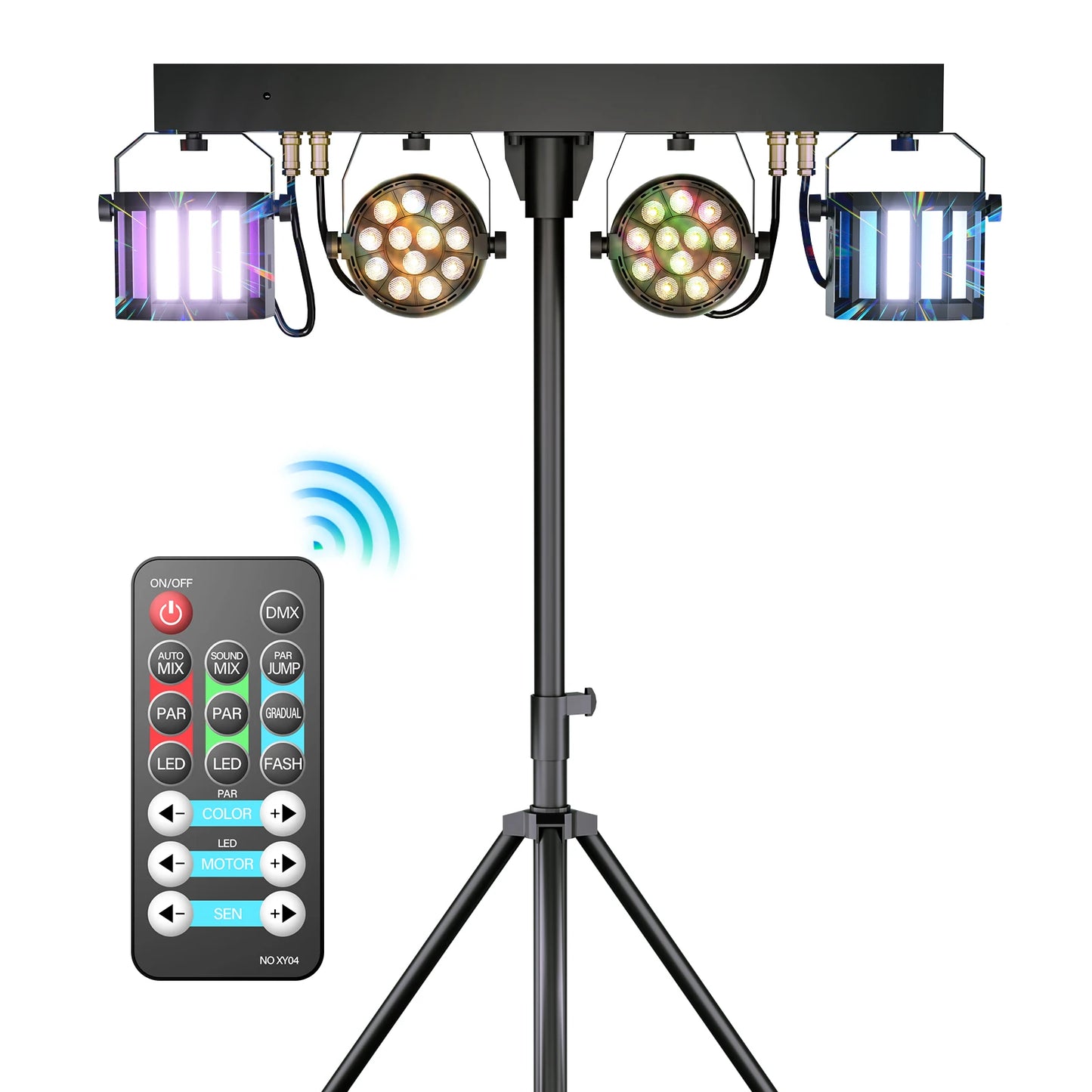 Kit Projecteurs Scène Fieryzeal 60W RGBW – 2 PAR LED + 2 Sabres, DMX512, Télécommande, Prise EU