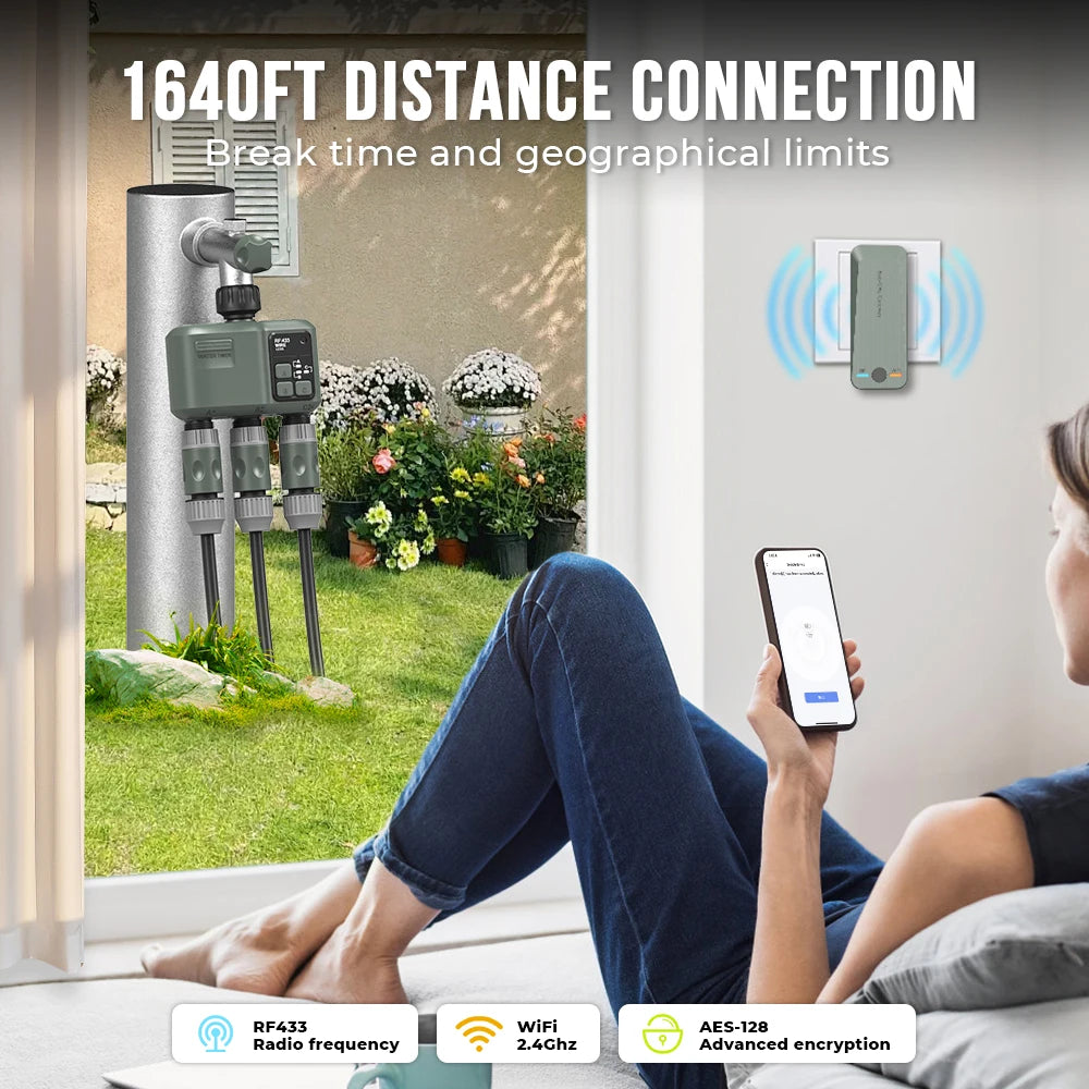 Programmateur d'Arrosage Tuya WiFi+RF433 - 3 Voies Intelligent Jardin Automatique