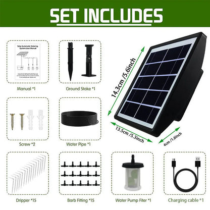 Kit d’Irrigation Solaire Automatique Goutte-à-Goutte – IP65, 30 Durées, 7 Intervalles, Jardin et Balcon