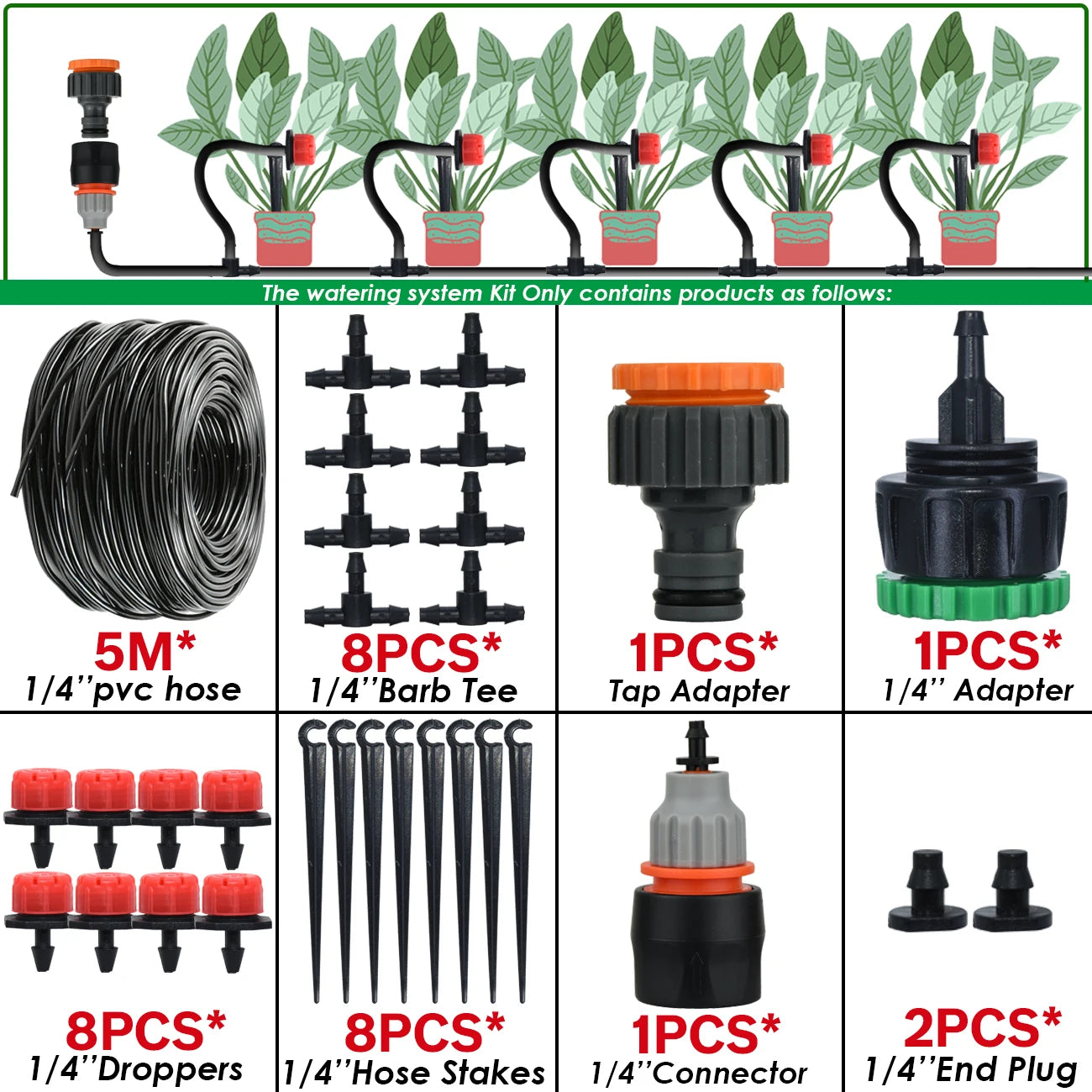 Kit Irrigation Goutte-à-Goutte KESLA – Tuyau 4/7mm, Programmateur & Capteur Pluie (5M à 50M)