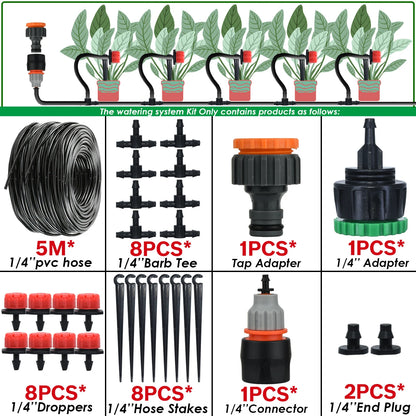 Kit Irrigation Goutte-à-Goutte KESLA – Tuyau 4/7mm, Programmateur & Capteur Pluie (5M à 50M)