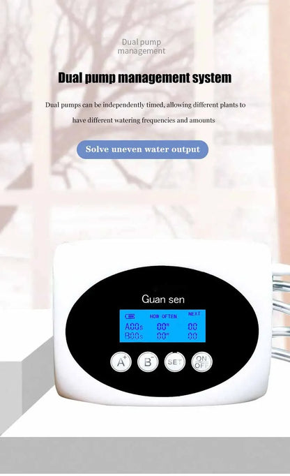 Arroseur Automatique Solaire Double Pompe – Minuterie Intelligente Goutte-à-Goutte, 10m / 15m / 20m