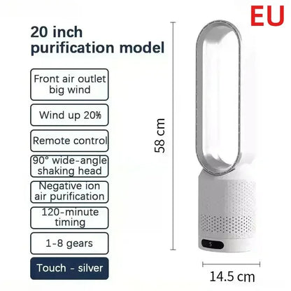 Ventilateur Colonne Sans Pale — Silencieux, Design & Sécurisé