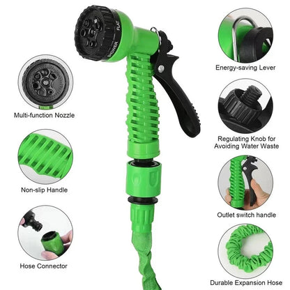 Tuyau d'Arrosage Extensible avec Pistolet Haute Pression 7 Modes