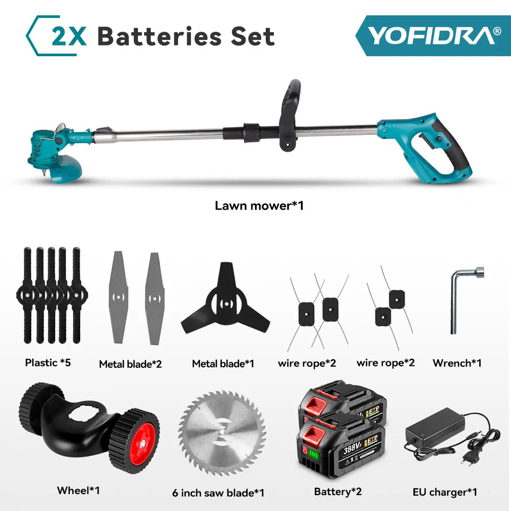 Débroussailleuse électrique sans fil Yofidra – 1500W, 12000 RPM, Télescopique 100-135 cm | Batterie 18V