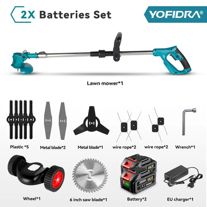Débroussailleuse électrique sans fil Yofidra – 1500W, 12000 RPM, Télescopique 100-135 cm | Batterie 18V