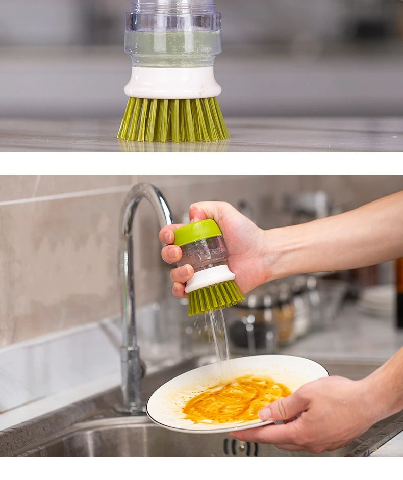Brosse à Vaisselle avec Distributeur de Savon Intégré – Tête Remplaçable, Support Inclus