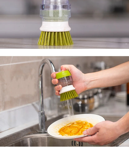 Brosse à Vaisselle avec Distributeur de Savon Intégré – Tête Remplaçable, Support Inclus