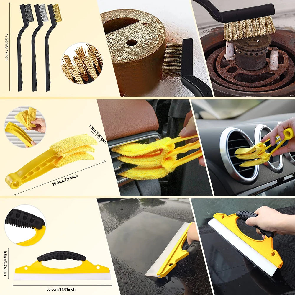 Kit de Nettoyage Auto Professionnel 20 Pièces - Brosses et Accessoires