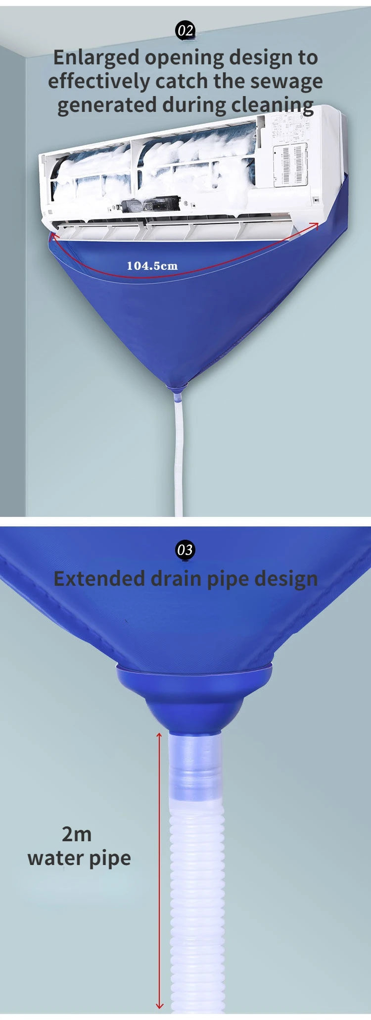 Kit de Nettoyage Climatiseur Mural – Housse Étanche avec Tuyau d'Évacuation