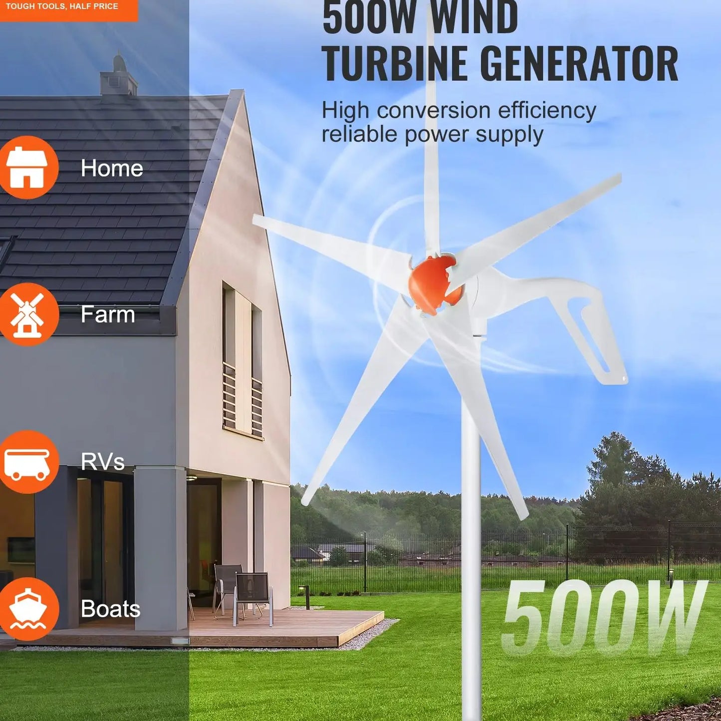 Éolienne 12V 500W/800W SucceBuy avec Contrôleur MPPT – Kit Complet