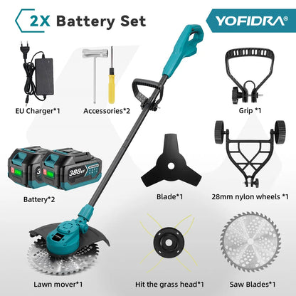 Tondeuse électrique brushless Yofidra 10 pouces – 6000W, 58000 RPM, Compatible Makita 18V | Pliable