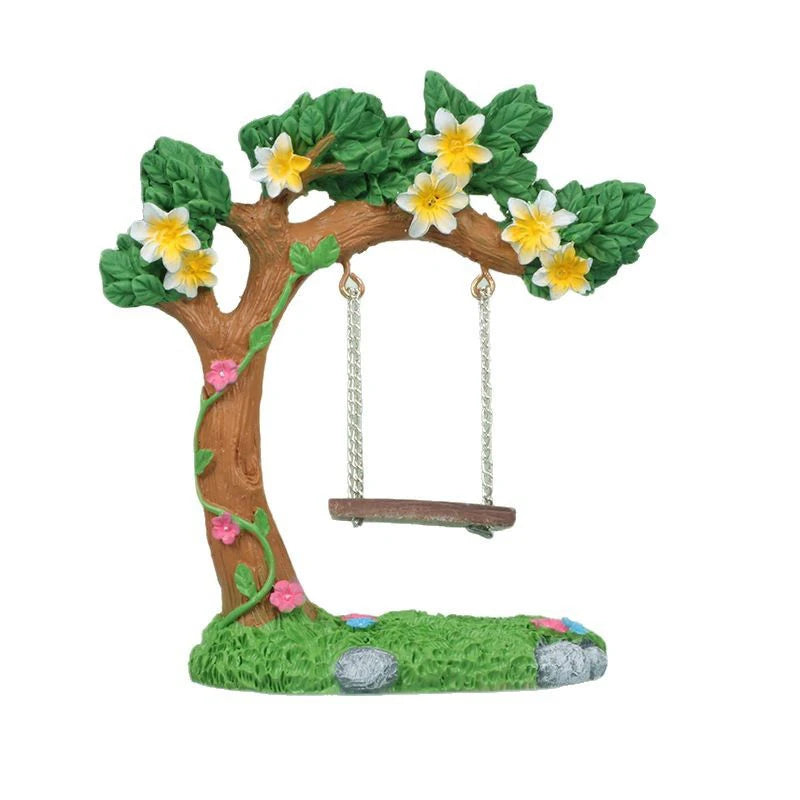 Balançoire Miniature Fée en Résine – Décoration Jardin Féerique, Maison de Poupée & Micro-Paysage (3 Styles)