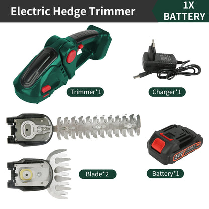 Taille-Haies & Cisaille à Gazon Électrique Sans Fil 2-en-1 – 20 000 tr/min, Rechargeable, 750g