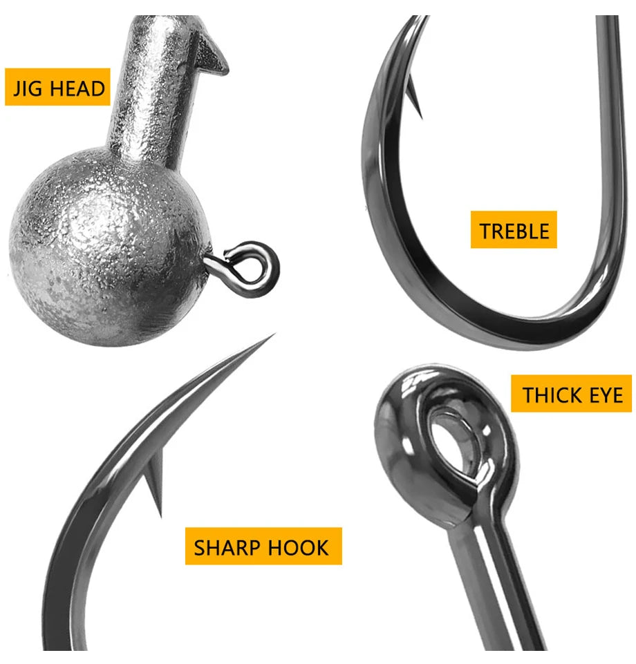 Tête Plombée Hameçon Pêche Jig Head 1g-28g Leurre Souple Carnassier Brochet Perche