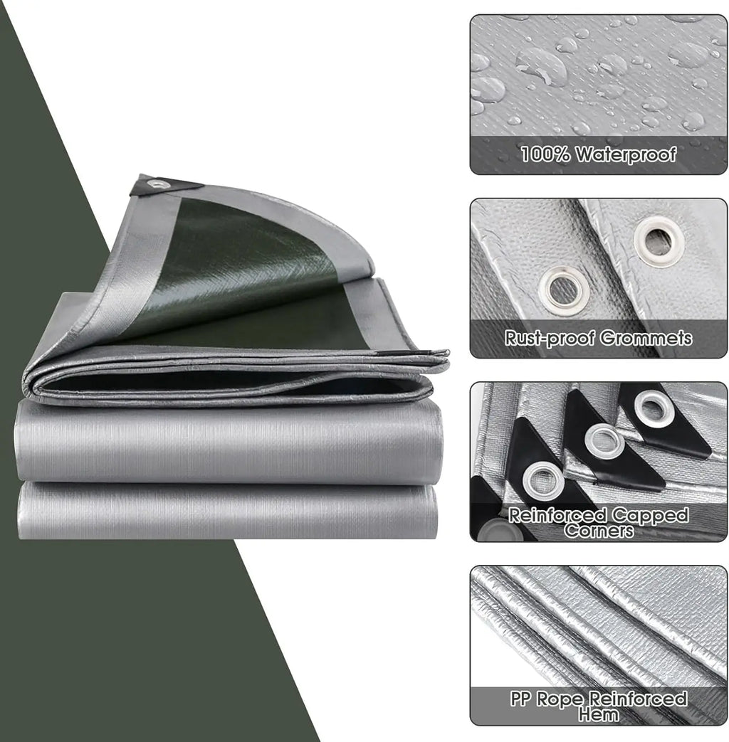 Bâche Imperméable 180g/m² PE - Protection UV Résistante Intempéries Jardin Piscine Bois