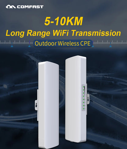 Pont WiFi CPE Extérieur Longue Portée 5-10 km – 5 GHz 300 Mbps | COMFAST CF-E312A
