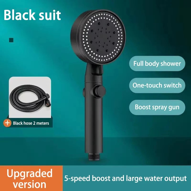 Pommeau de Douche Haute Pression 5 Modes – Économie d'eau, Réglable, Inox & ABS